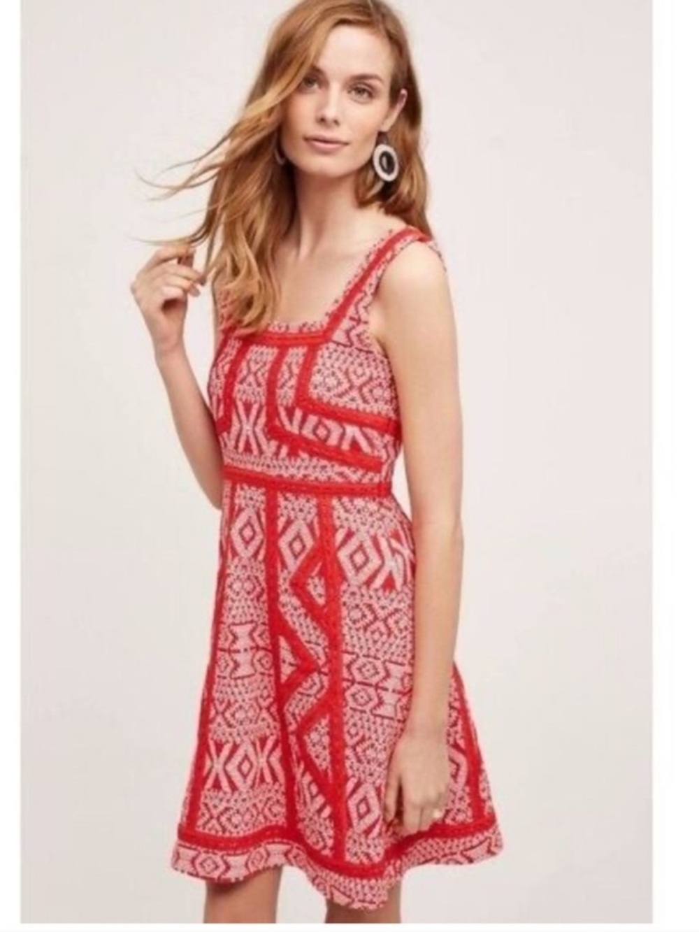 Anthropologie Maeve Emma Red Sleeveless Mini Dress
